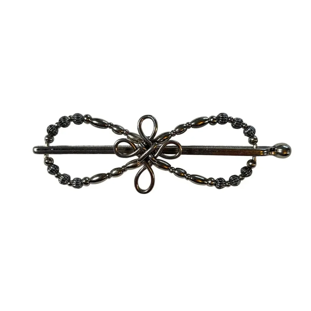 Lilla Rose silver flexi beaded hair clip, celtic cross with engraved fastener.